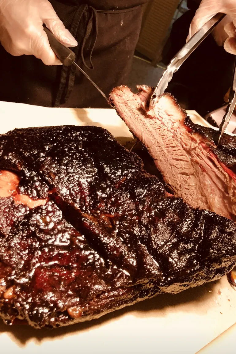 Glazed rack of ribs fresh off the smoker.